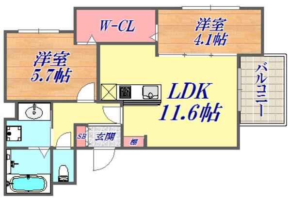 グレイスコート神戸山本通の物件間取画像